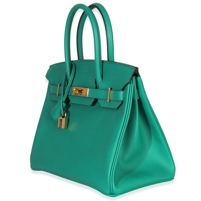 Hermès Vert Jade Epsom Birkin 30 Ghw Green Leather Handbag