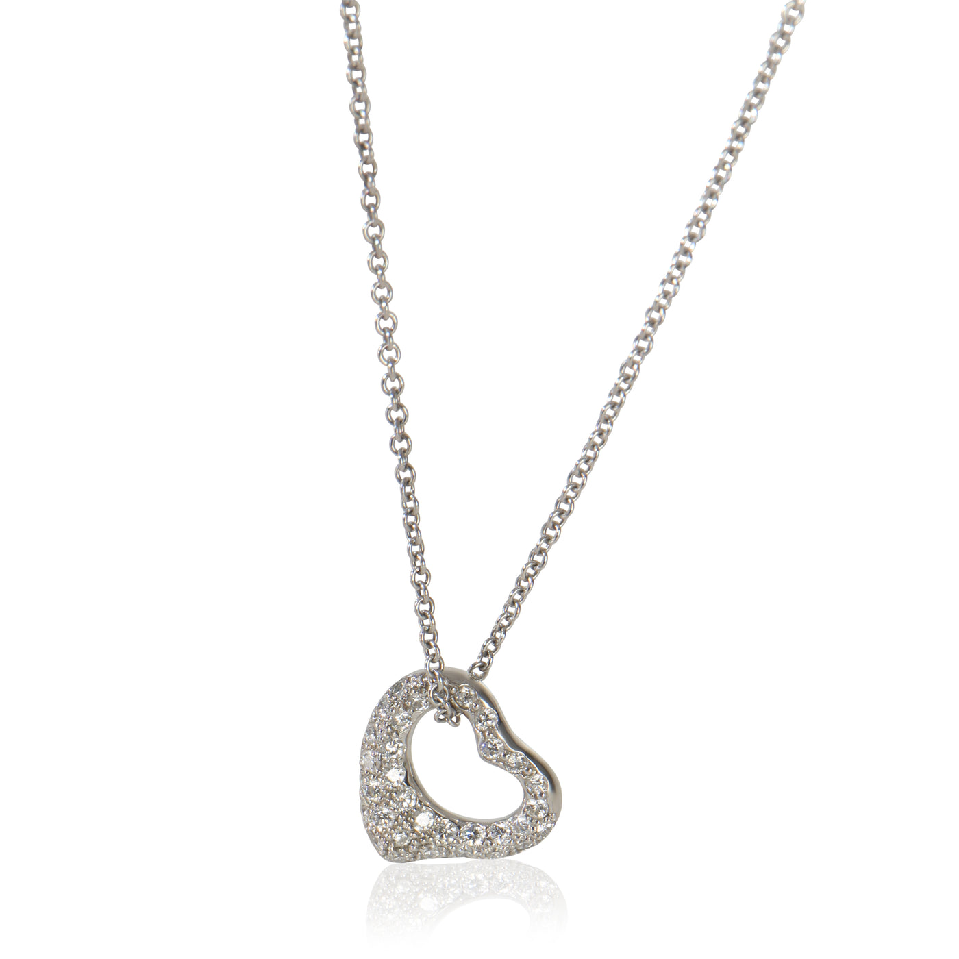 Tiffany & Co. Platinum Diamond Elsa Peretti Open Heart Pendant 950