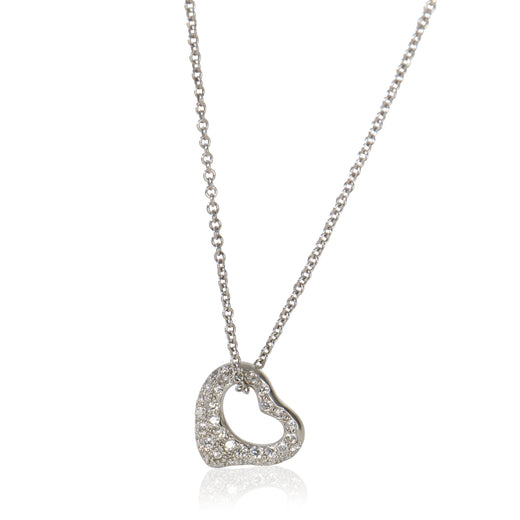 Tiffany & Co. Platinum Diamond Elsa Peretti Open Heart Pendant 950