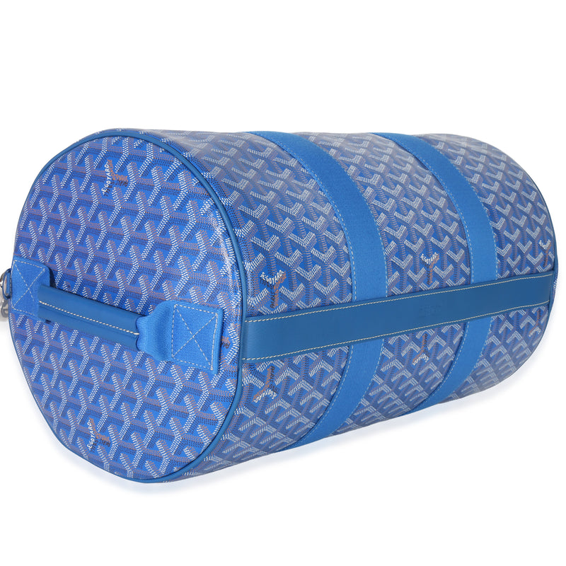 Goyard Sky Blue Goyardine Barrel 40 Sports Bag Coated Canvas Handbag