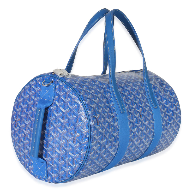Goyard Sky Blue Goyardine Barrel 40 Sports Bag Coated Canvas Handbag