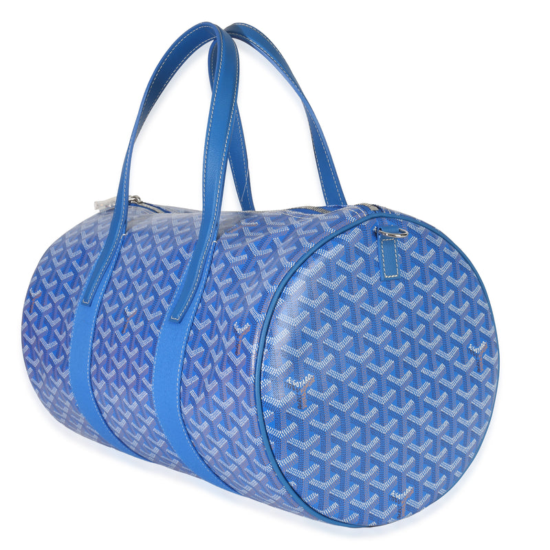 Goyard Sky Blue Goyardine Barrel 40 Sports Bag Coated Canvas Handbag