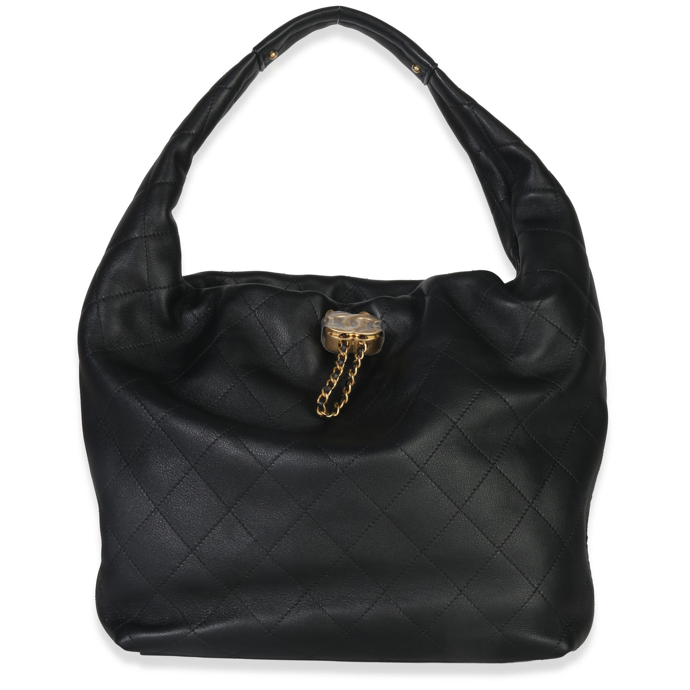 Chanel 26c Black Quilted Calfskin Large Hobo Leather Handbag