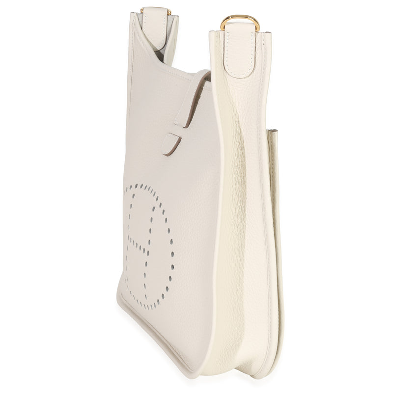 Hermès Craie Clemence Evelyne Iii Pm 29 Ghw Neutral; White Leather Handbag