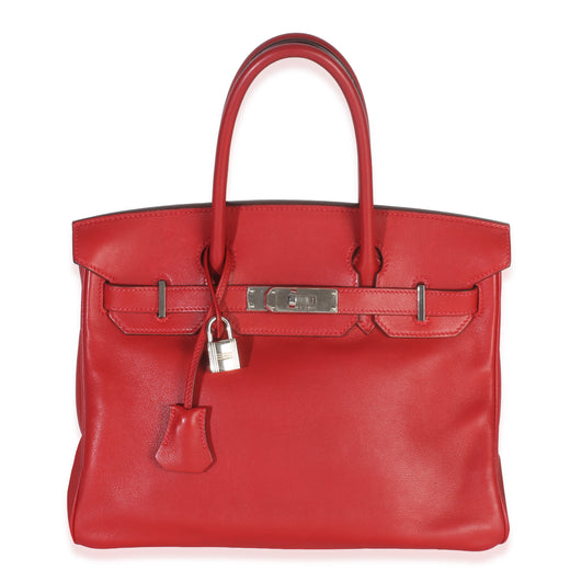 Hermès Rouge Casaque Swift Birkin 30 Phw Red Leather Handbag