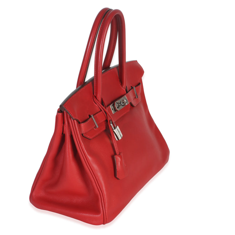 Hermès Rouge Casaque Swift Birkin 30 Phw Red Leather Handbag