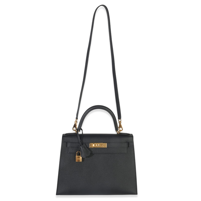Hermès Black Epsom Sellier Kelly 28 Ghw Leather Handbag