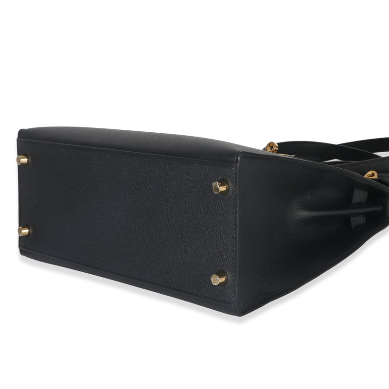 Hermès Black Epsom Sellier Kelly 28 Ghw Leather Handbag