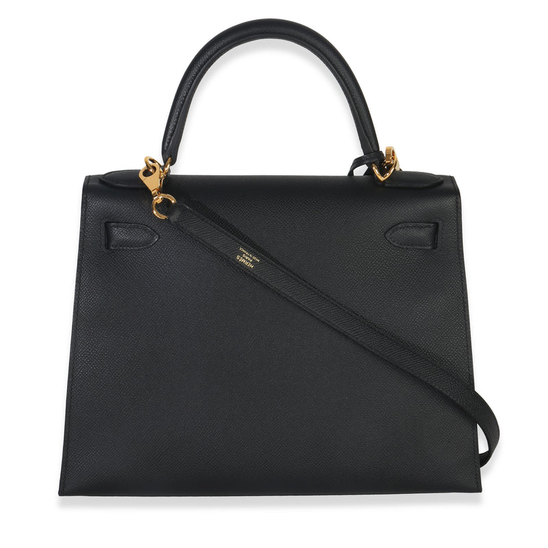 Hermès Black Epsom Sellier Kelly 28 Ghw Leather Handbag