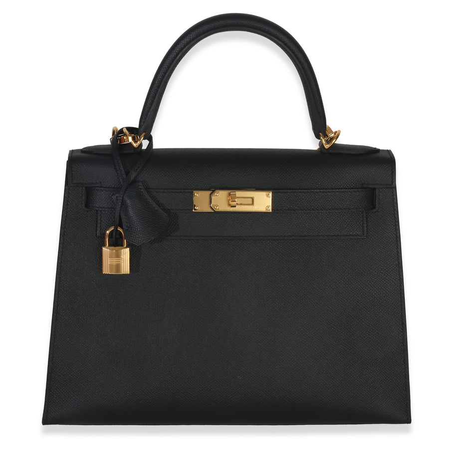 Hermès Black Epsom Sellier Kelly 28 Ghw Leather Handbag
