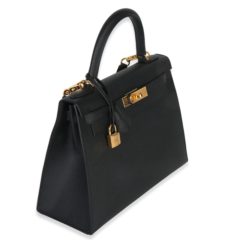 Hermès Black Epsom Sellier Kelly 28 Ghw Leather Handbag