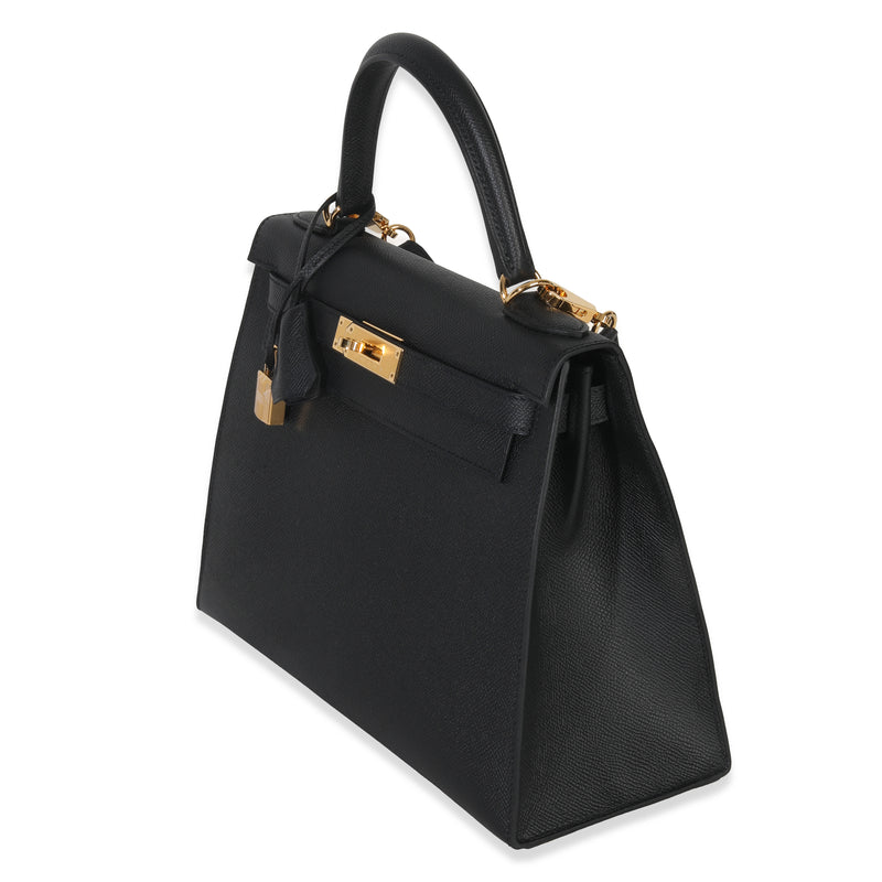 Hermès Black Epsom Sellier Kelly 28 Ghw Leather Handbag
