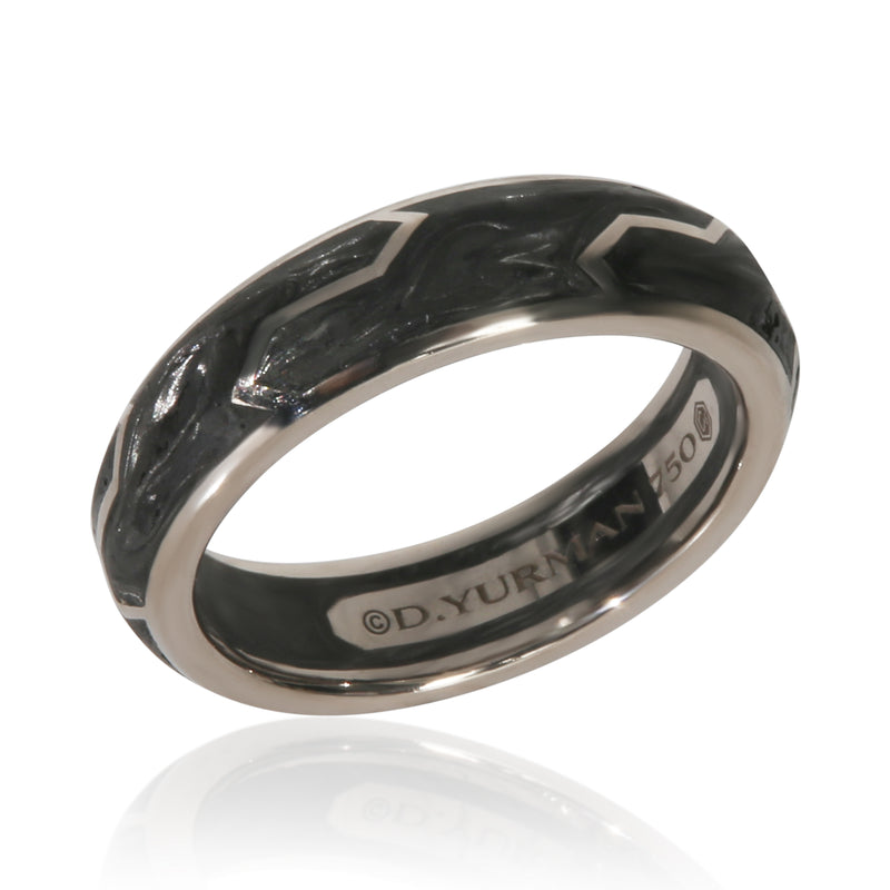David Yurman White Gold Forged Carbon Ring 18k