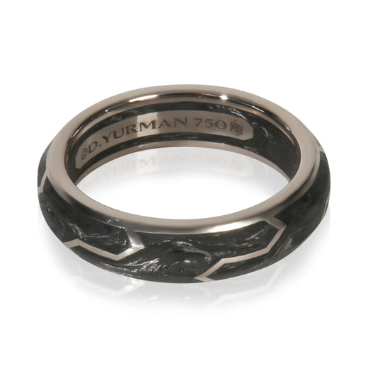 David Yurman White Gold Forged Carbon Ring 18k