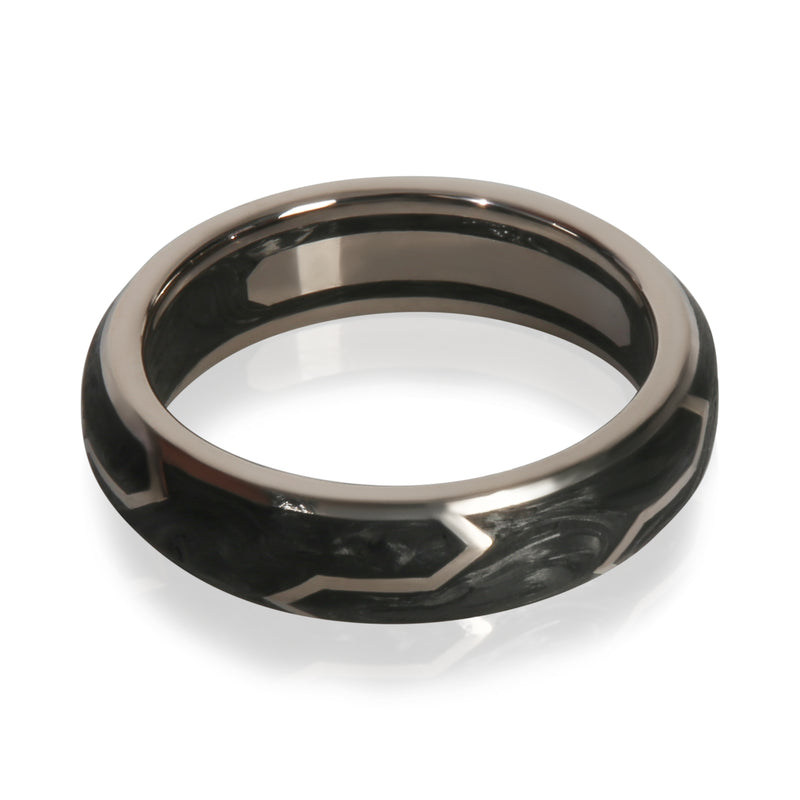 David Yurman White Gold Forged Carbon Ring 18k