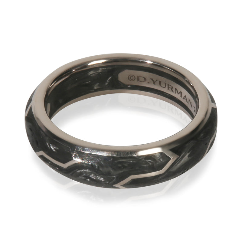 David Yurman White Gold Forged Carbon Ring 18k