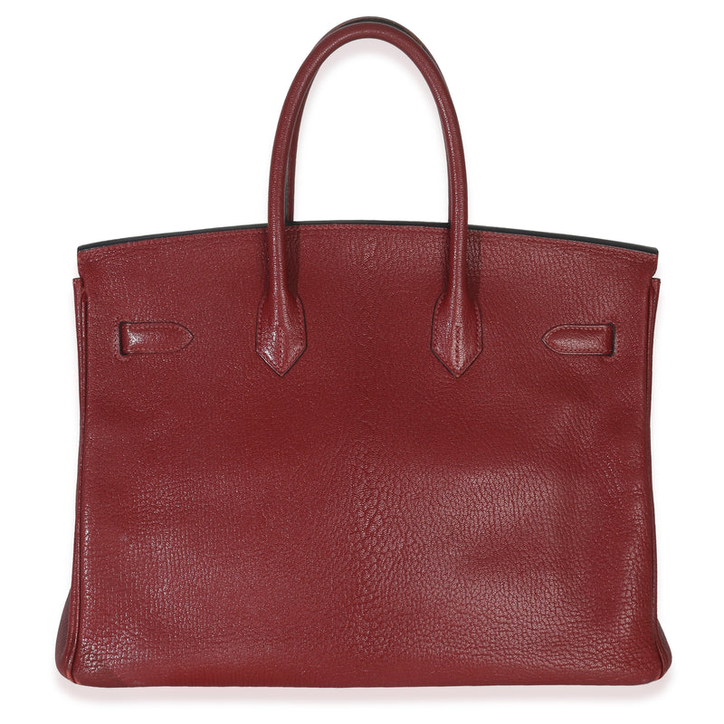 Hermès Rouge Grenat Chevre De Coromandel Birkin 35 Ghw Red Leather Handbag