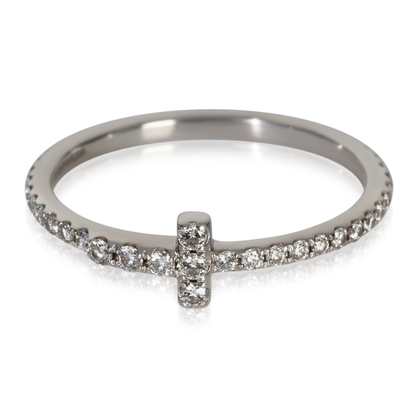 Tiffany & Co. White Gold Diamond T Wire Ring 18k