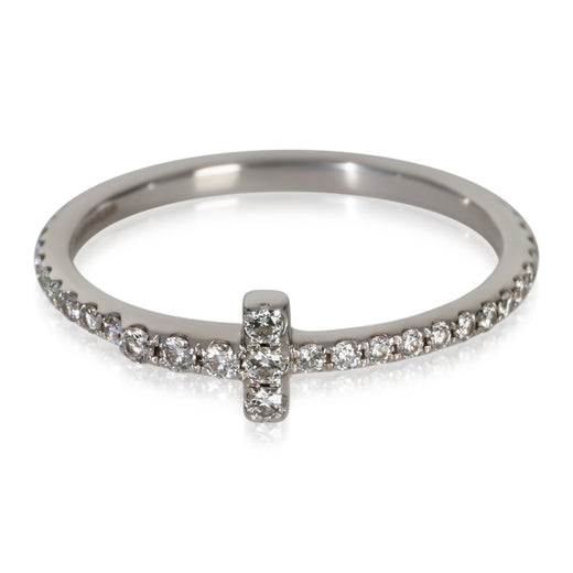 Tiffany & Co. White Gold Diamond T Wire Ring 18k