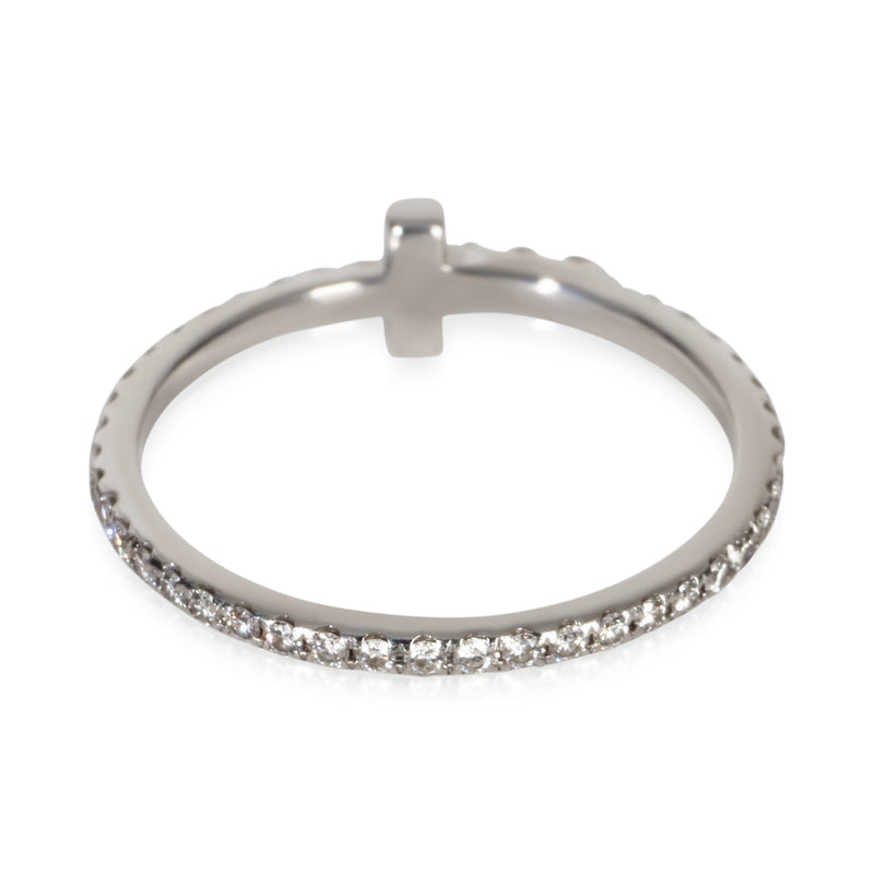 Tiffany & Co. White Gold Diamond T Wire Ring 18k