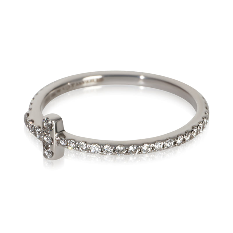 Tiffany & Co. White Gold Diamond T Wire Ring 18k