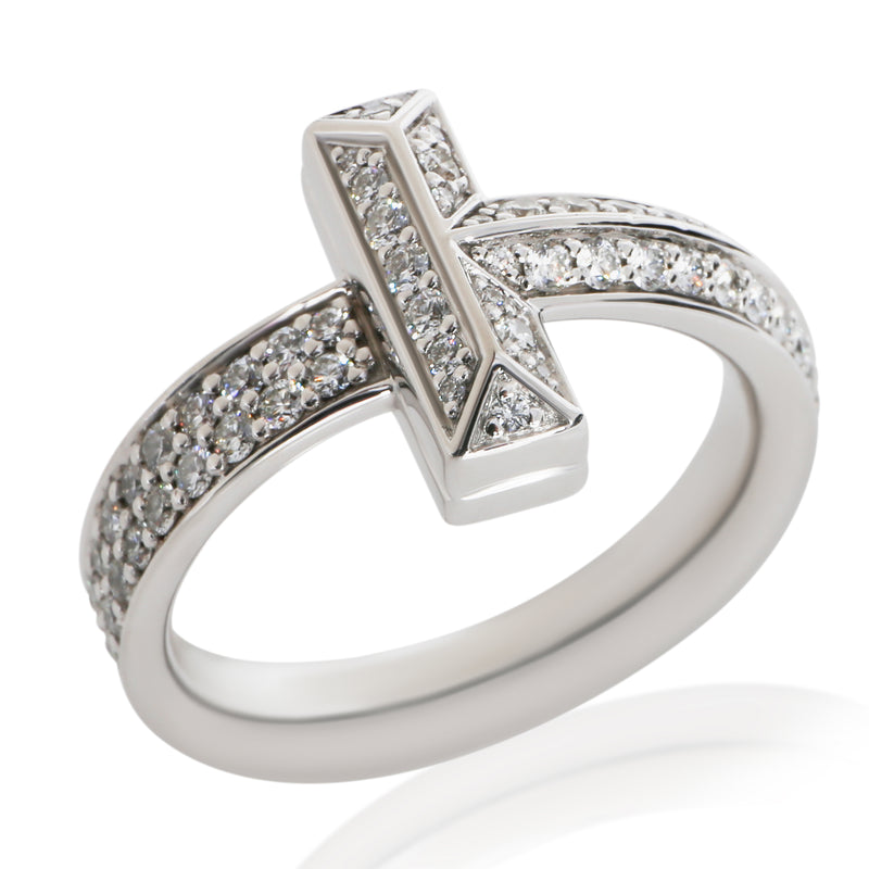 Tiffany & Co. White Gold Diamond T T1 Ring 18k