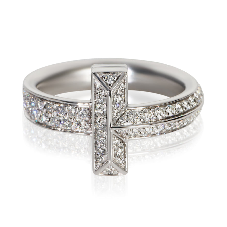 Tiffany & Co. White Gold Diamond T T1 Ring 18k