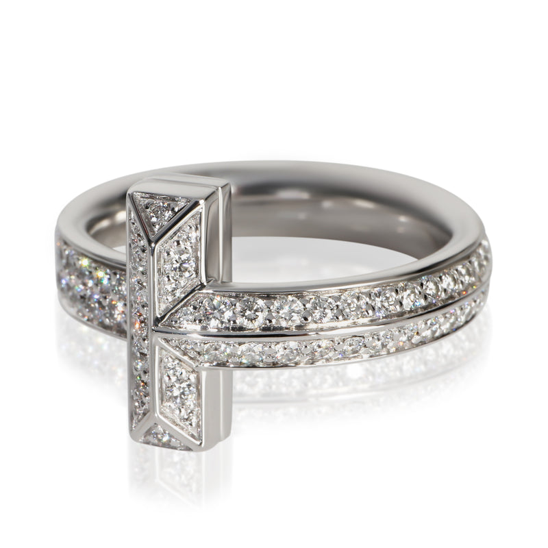 Tiffany & Co. White Gold Diamond T T1 Ring 18k