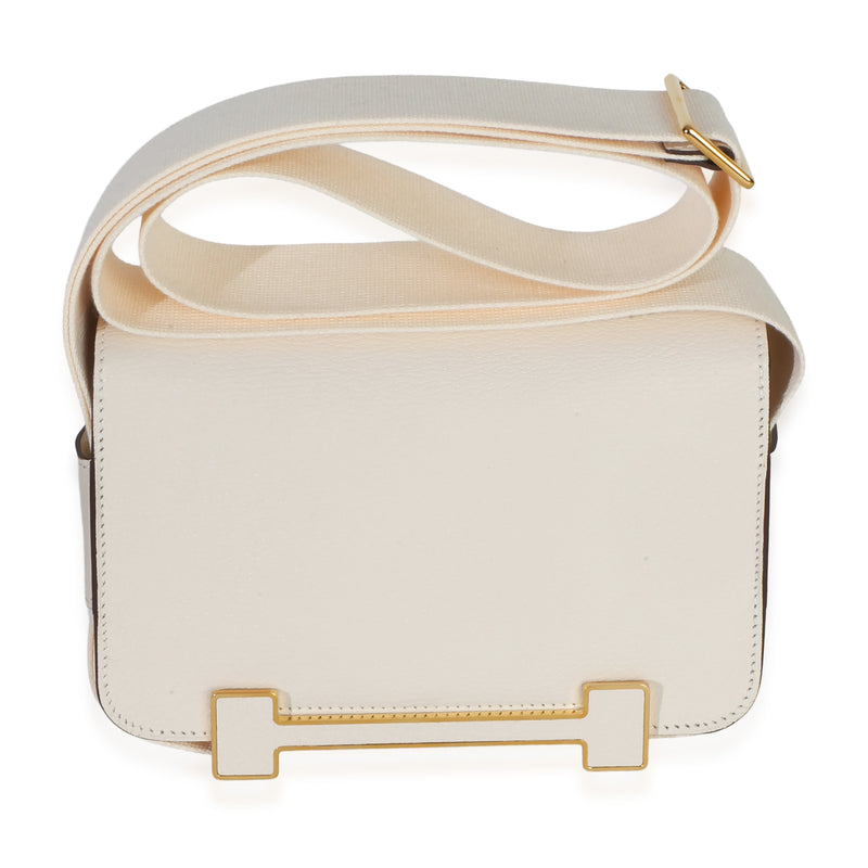Hermès Nata Chevre Mysore Geta Ghw White Leather Handbag