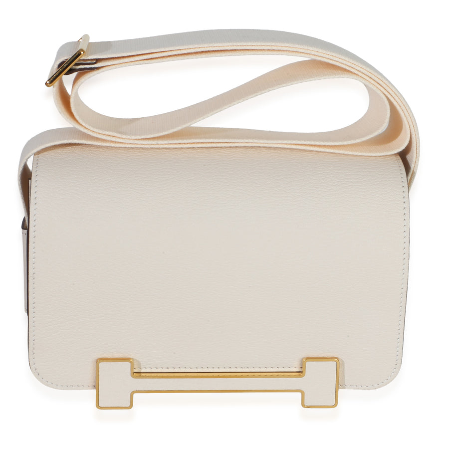 Hermès Nata Chevre Mysore Geta Ghw White Leather Handbag