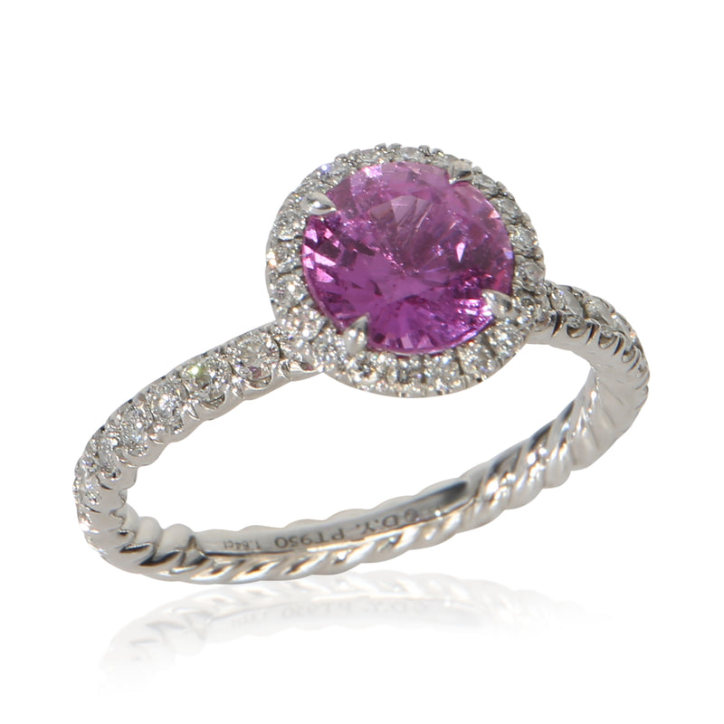 David Yurman 1.64 Ct Round Sapphire And Diamond Eden Halo Engagement Ring 950