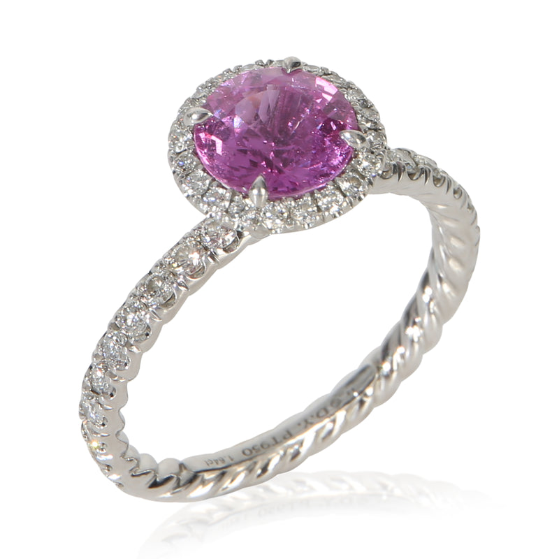 David Yurman 1.64 Ct Round Sapphire And Diamond Eden Halo Engagement Ring 950