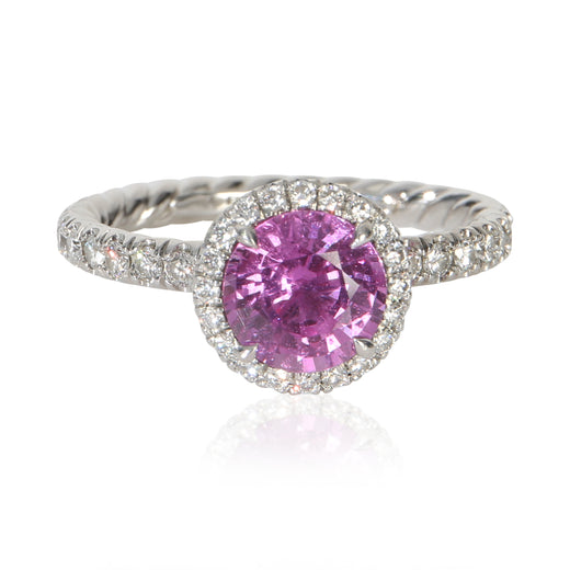 David Yurman 1.64 Ct Round Sapphire And Diamond Eden Halo Engagement Ring 950