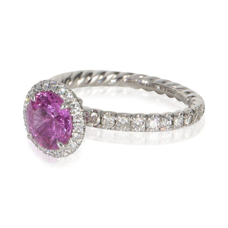 David Yurman 1.64 Ct Round Sapphire And Diamond Eden Halo Engagement Ring 950