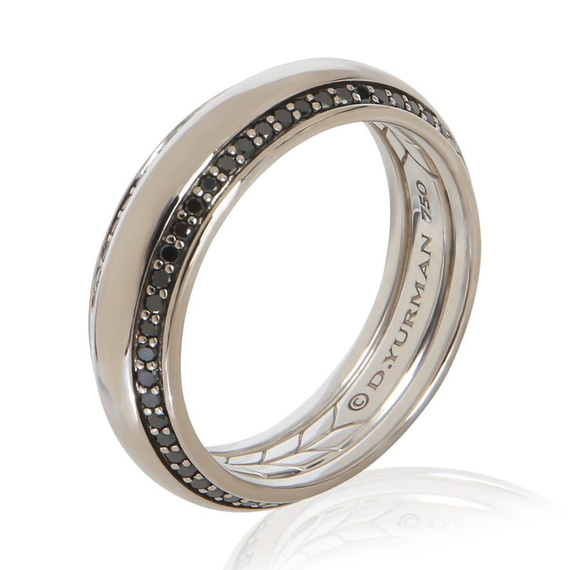 David Yurman White Gold Diamond Beveled Edge Band 18k