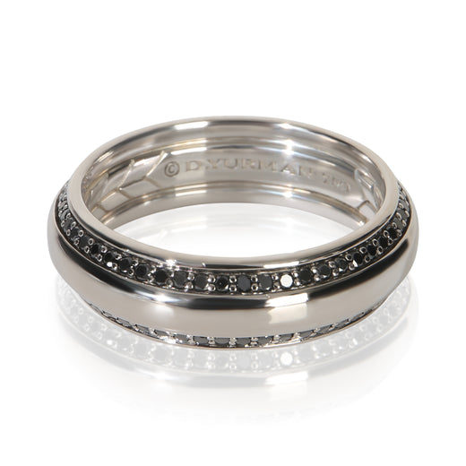 David Yurman White Gold Diamond Beveled Edge Band 18k