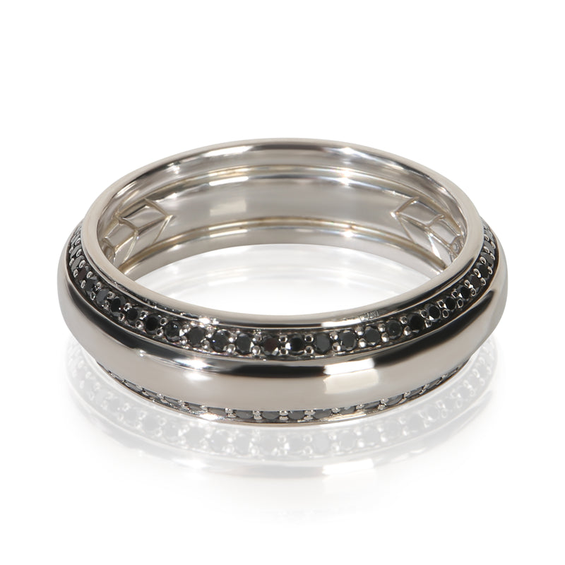 David Yurman White Gold Diamond Beveled Edge Band 18k