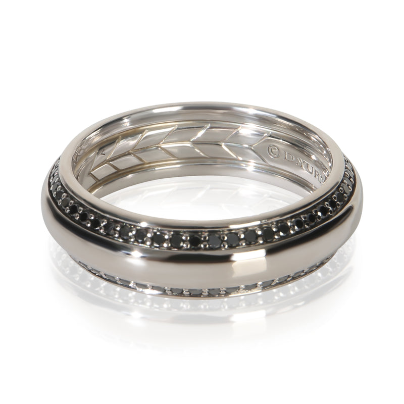 David Yurman White Gold Diamond Beveled Edge Band 18k