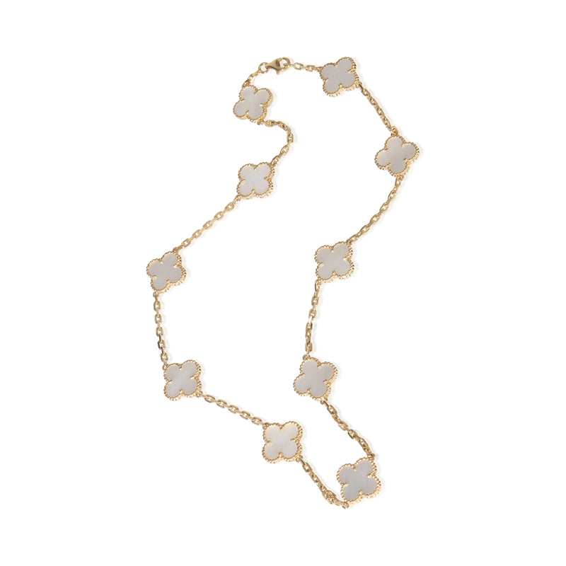 Van Cleef & Arpels Yellow Gold Mother Of Pearl Vintage Alhambra Necklace 18k