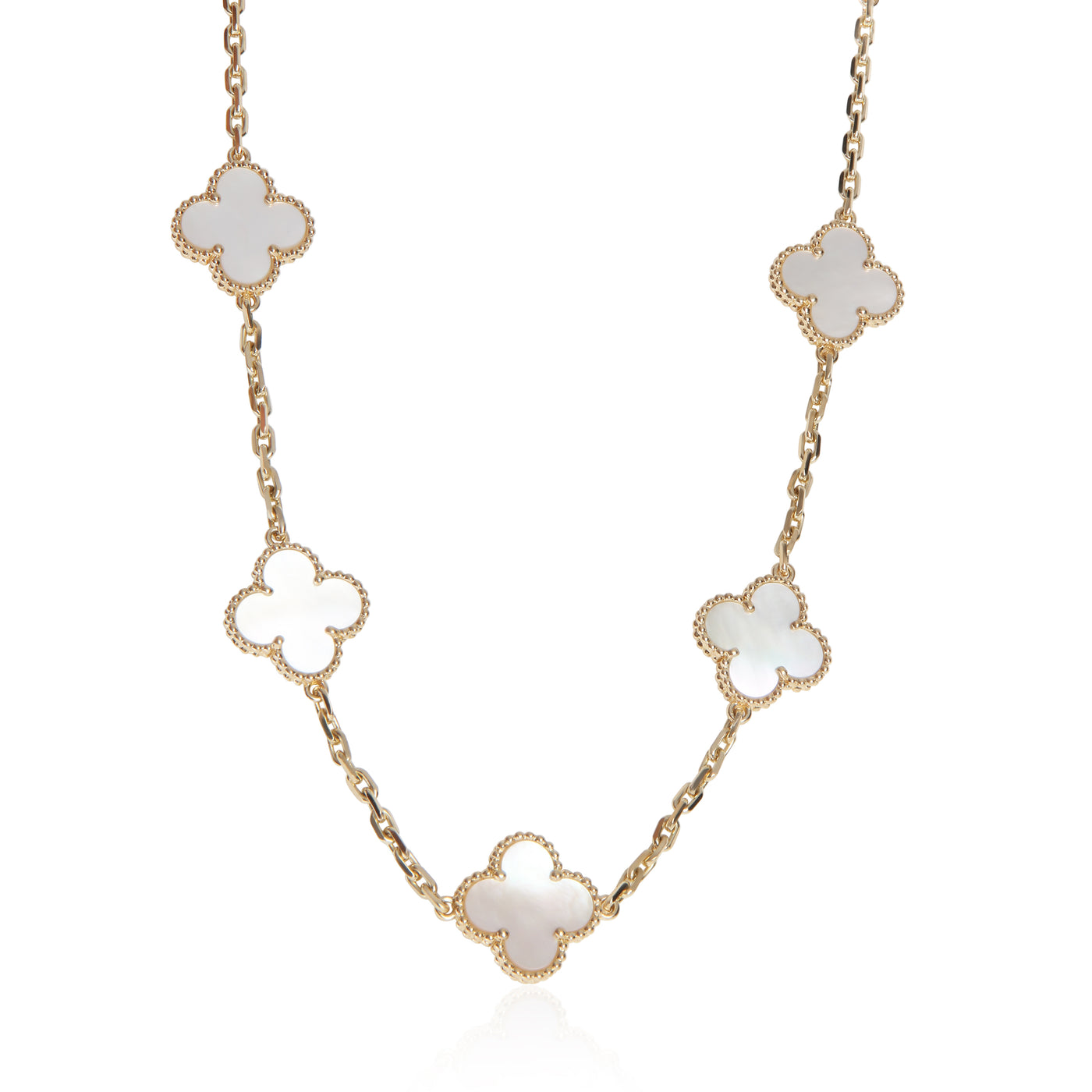 Van Cleef & Arpels Yellow Gold Mother Of Pearl Vintage Alhambra Necklace 18k