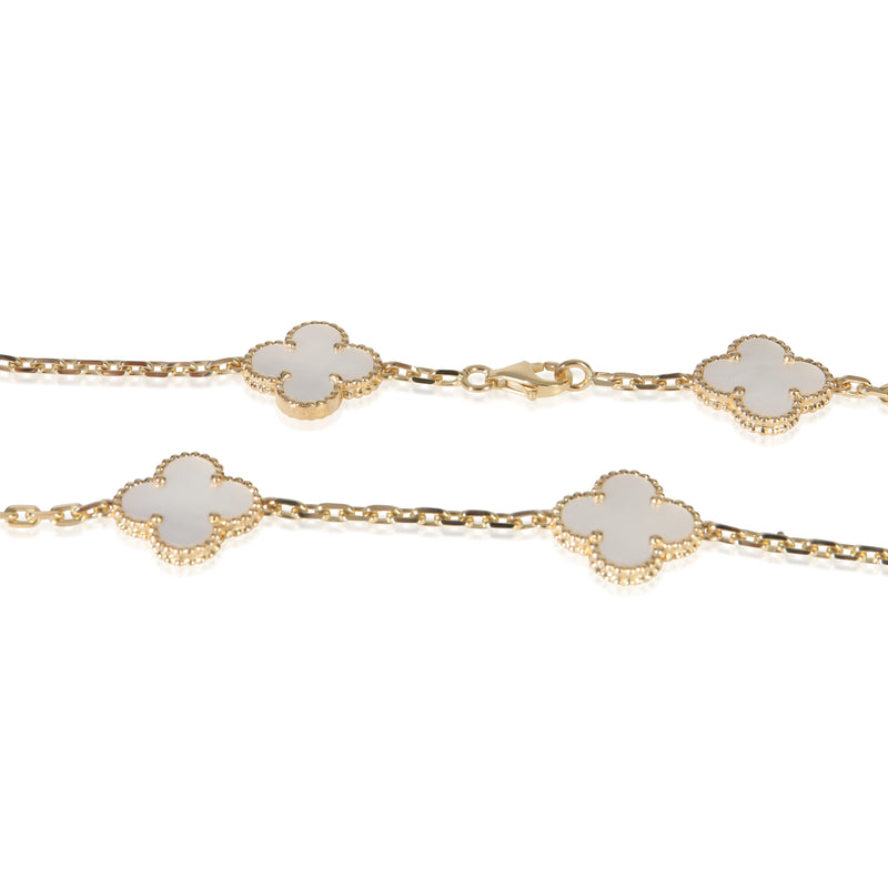 Van Cleef & Arpels Yellow Gold Mother Of Pearl Vintage Alhambra Necklace 18k