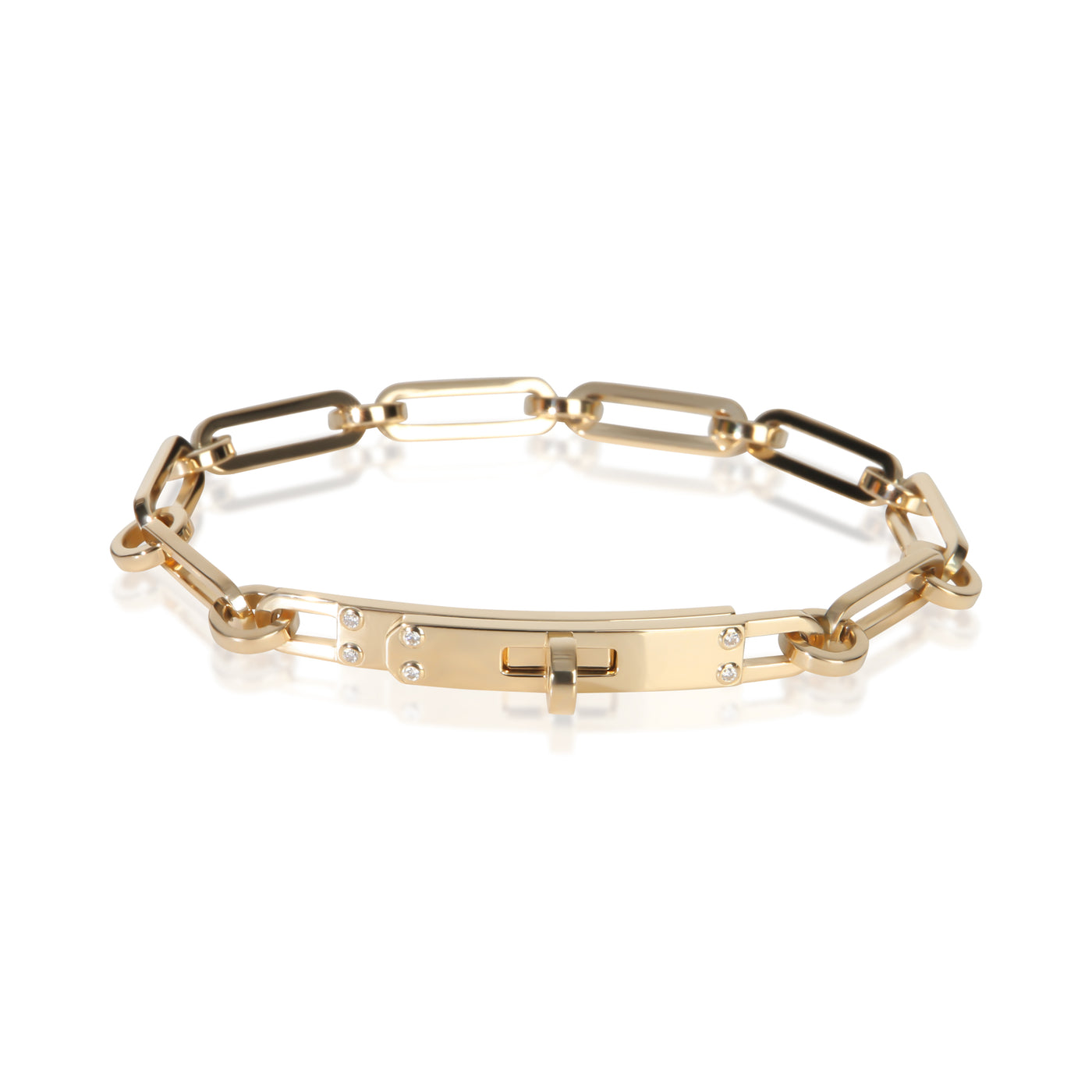 Hermès Yellow Gold Diamond Small Kelly Chaine Bracelet 18k