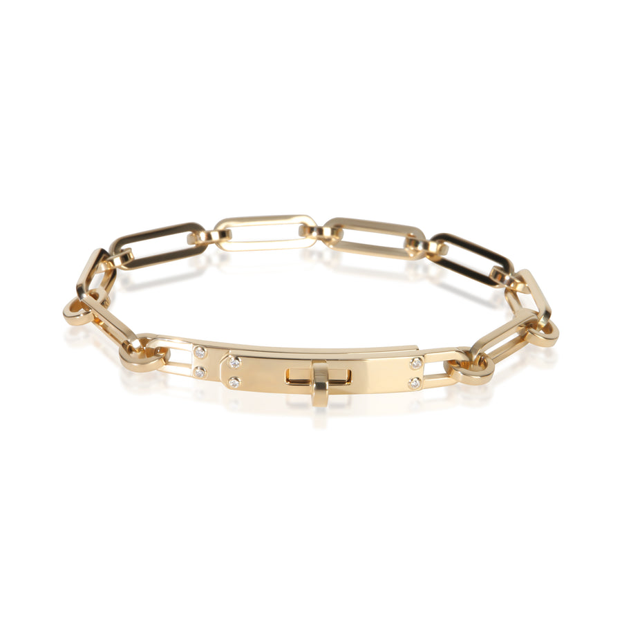 Hermès Yellow Gold Diamond Small Kelly Chaine Bracelet 18k