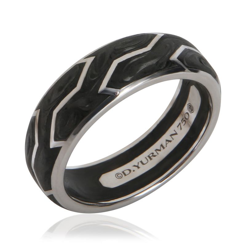 David Yurman White Gold 8mm Forged Carbon Band 18k