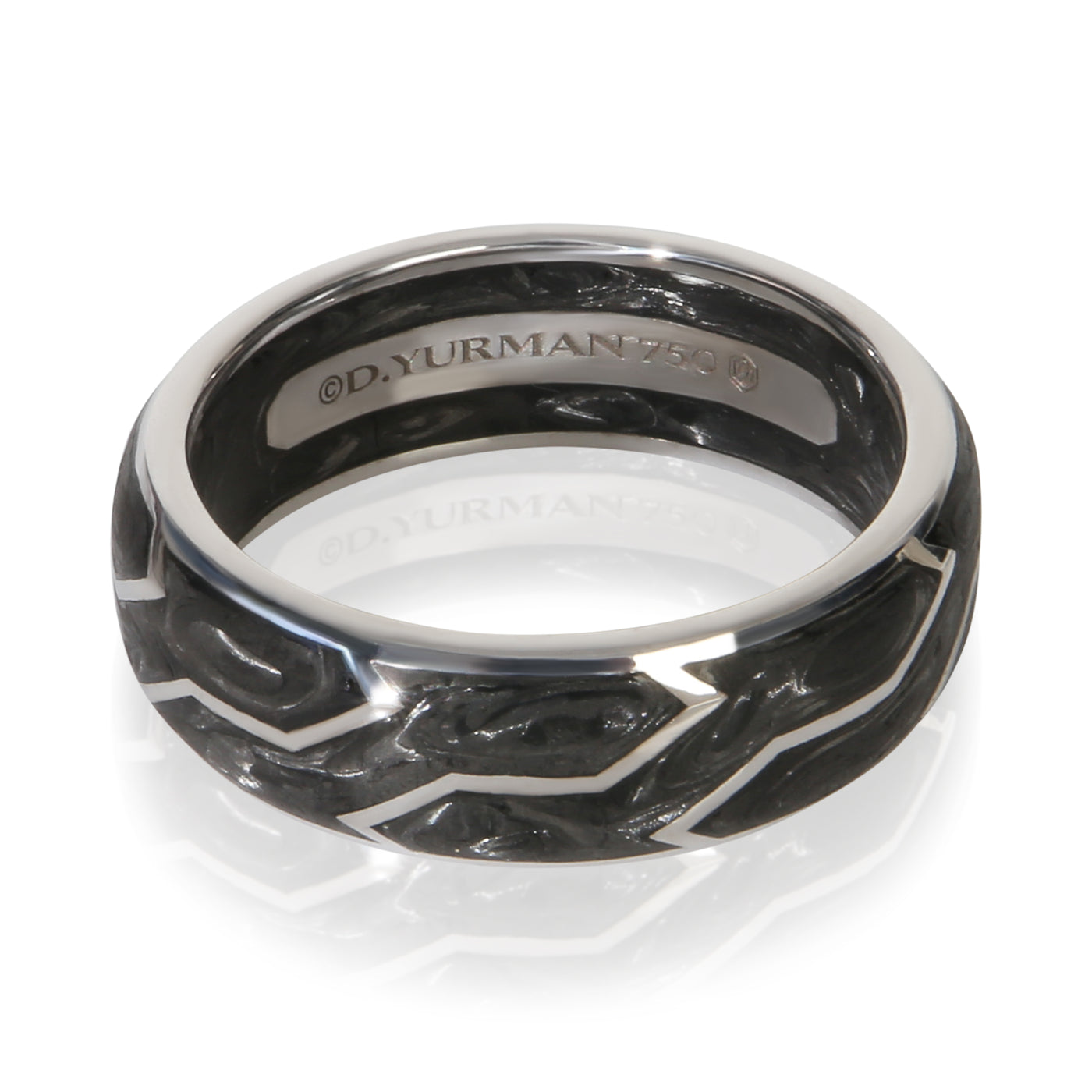David Yurman White Gold 8mm Forged Carbon Band 18k