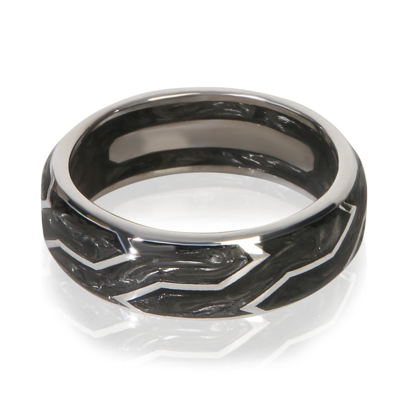 David Yurman White Gold 8mm Forged Carbon Band 18k