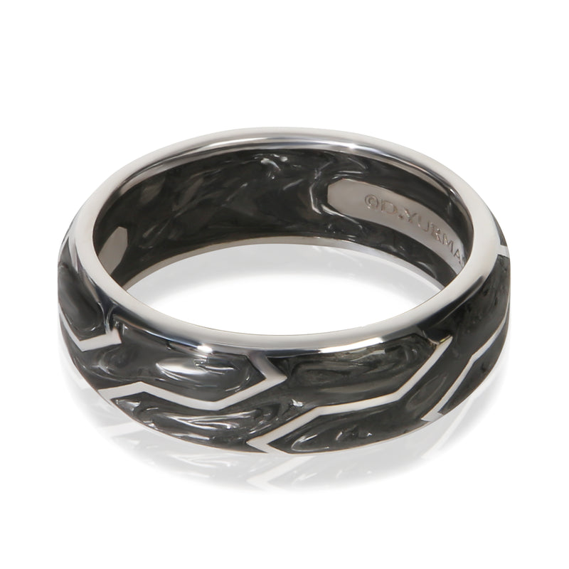 David Yurman White Gold 8mm Forged Carbon Band 18k