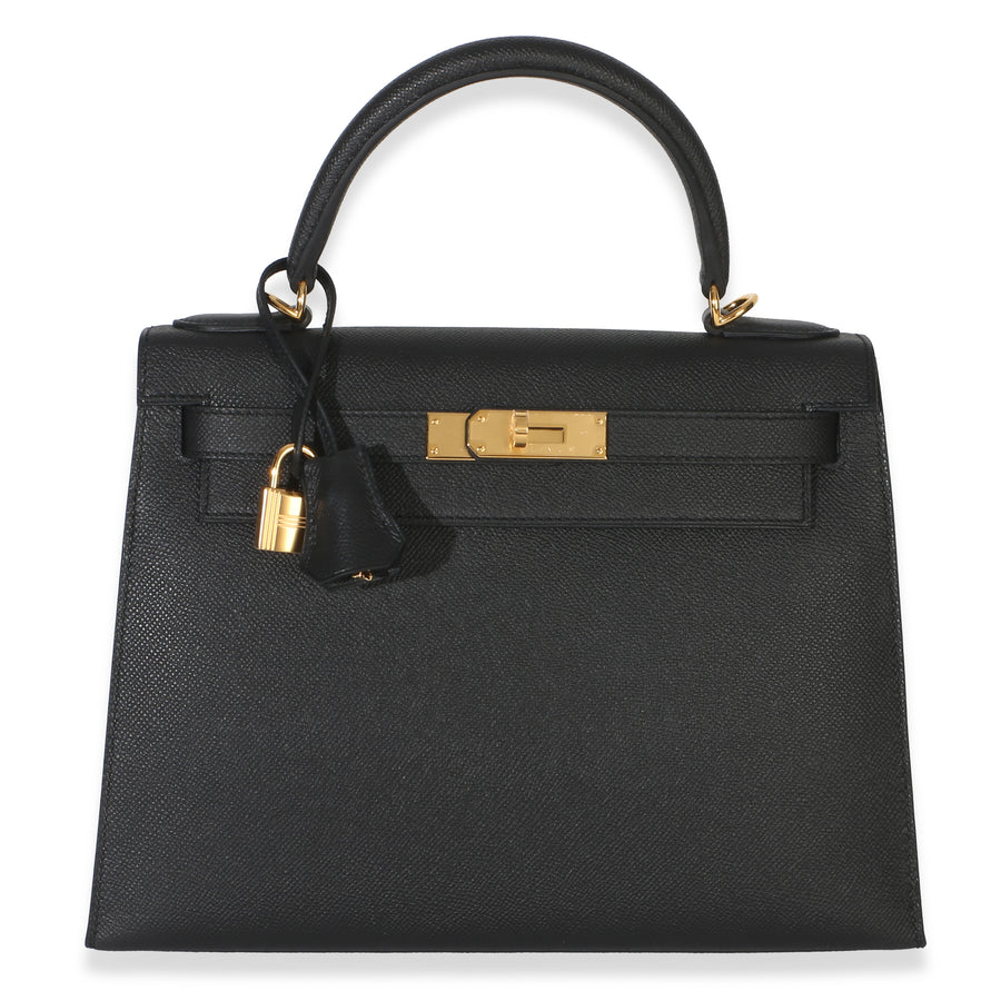 Hermès Black Epsom Sellier Kelly 28 Ghw Leather Handbag