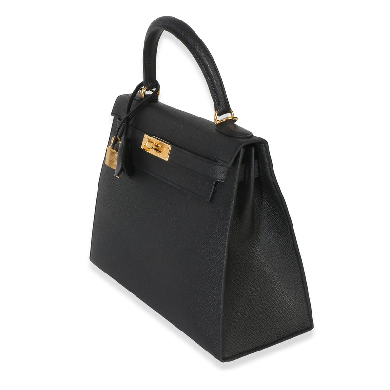 Hermès Black Epsom Sellier Kelly 28 Ghw Leather Handbag