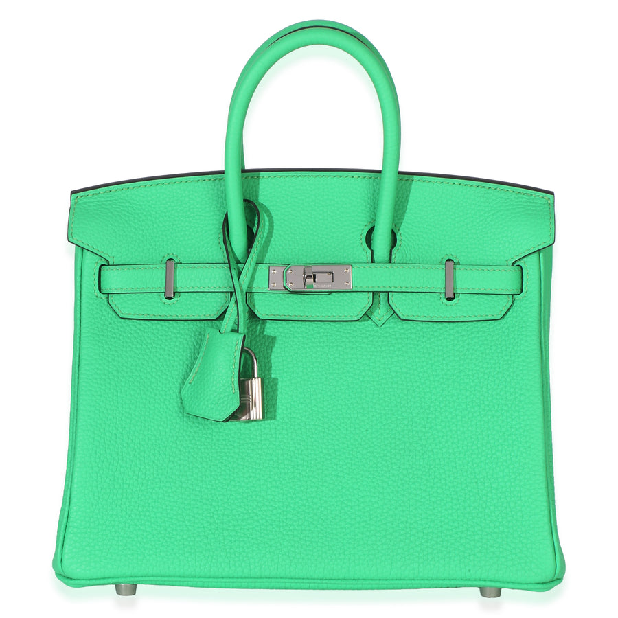 Hermès Vert Comics Togo Birkin 25 Phw Green Leather Handbag